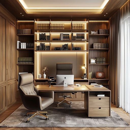 High-Status Director Office with Smoked Glass Trophy & Credenza Display #79